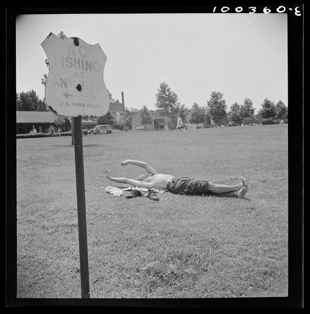 Washington, D.C. Sunbather in East Potomac Park. Sourced from the Library of Congress.