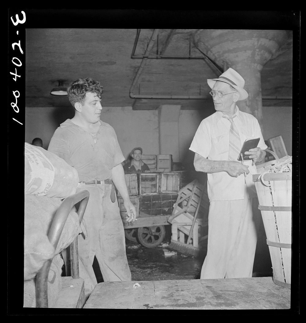 [Untitled photo, possibly related to: Washington, D.C. District grocery store warehouse on 4th street S.W. Store owner…