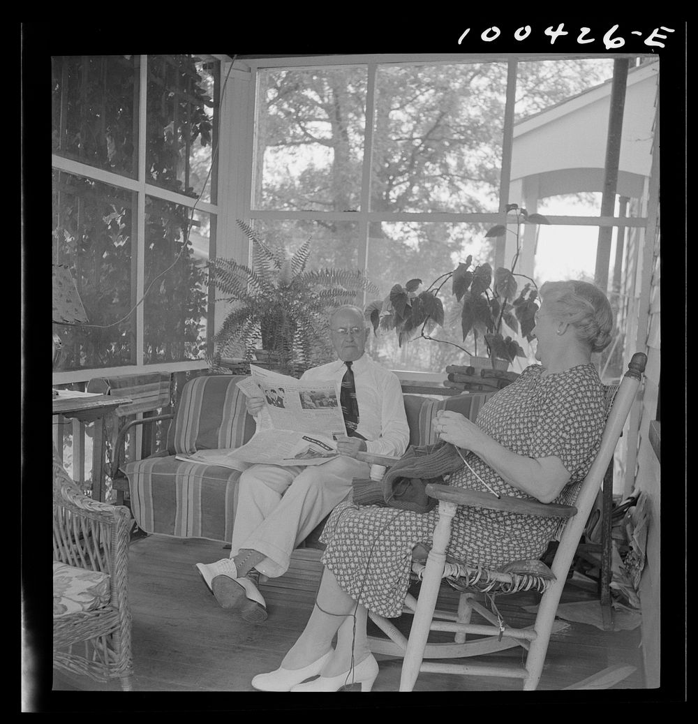 [Untitled photo, possibly related to: Mechanicsville, Maryland. Mr. and Mrs. Charles Herbert sitting on the porch of the…