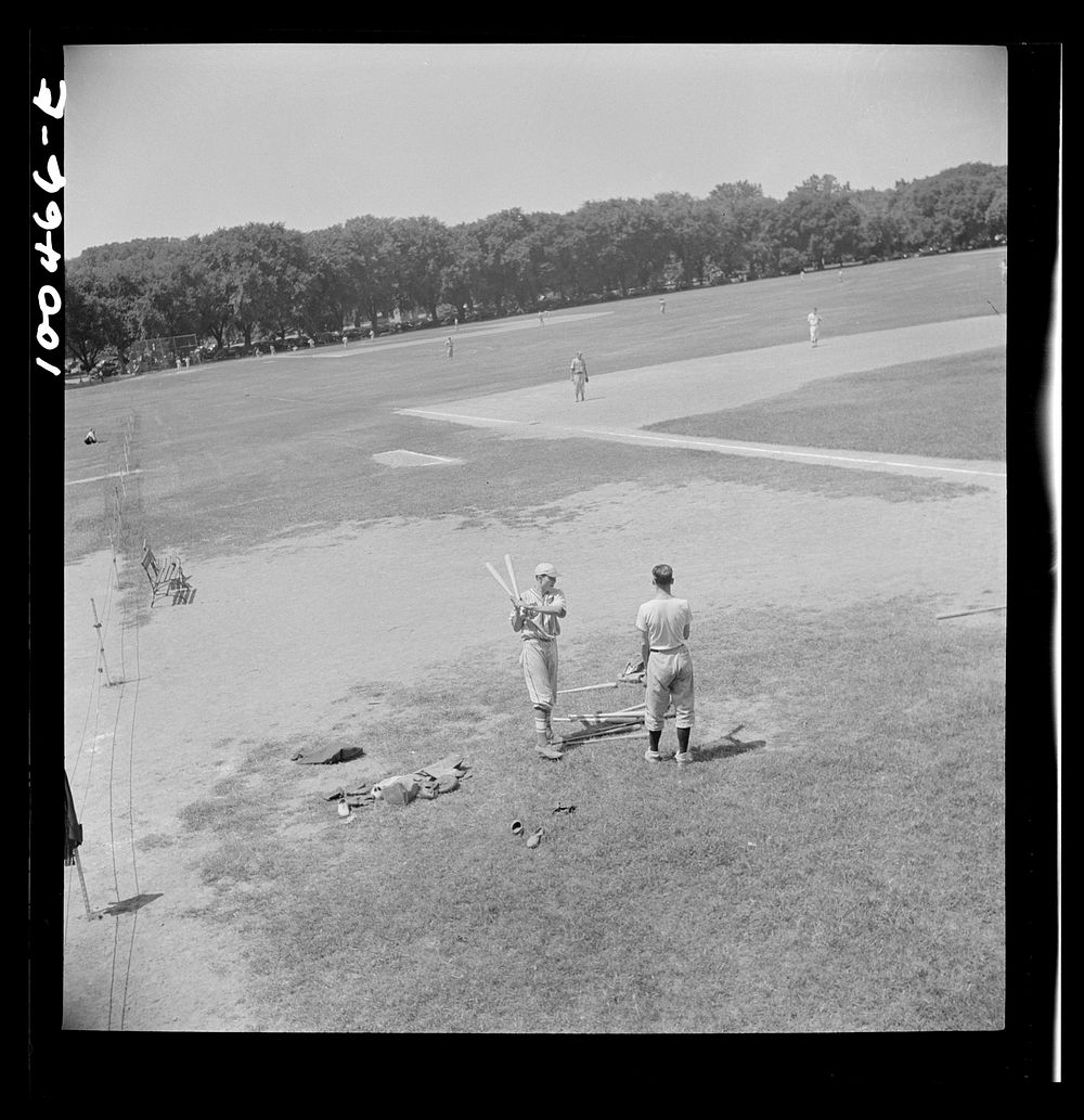 Washington, D.C. Amateur baseball game at the Ellipse between garage employees and the employees' recreation association.…