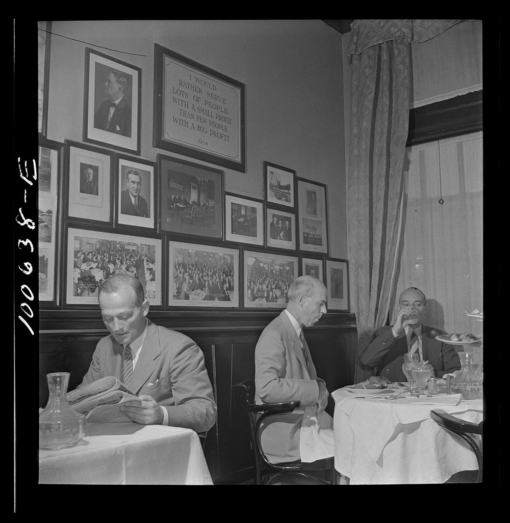 Washington, D.C. Occidental Hotel restaurant on Pennsylvania Avenue at noon. Sourced from the Library of Congress.