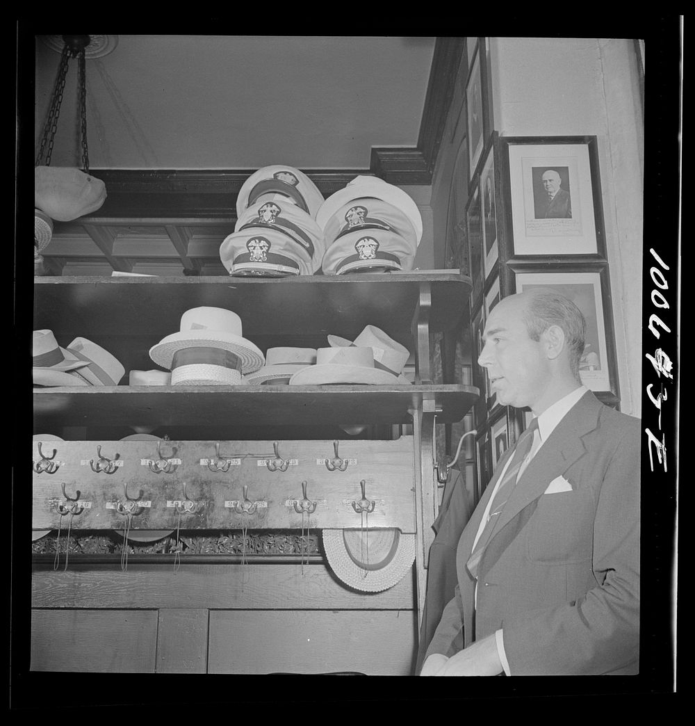 Washington, D.C. Hat rack at the Occident Hotel restaurant. Sourced from the Library of Congress.