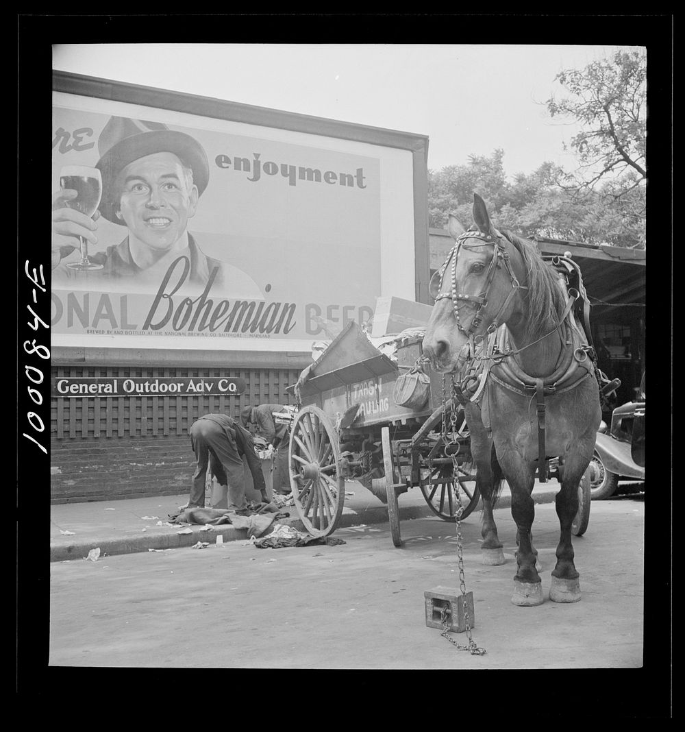 Washington, D.C. Scrap salvage campaign, Victory Program. This wagon has been used to collect scrap. It is parked outside a…