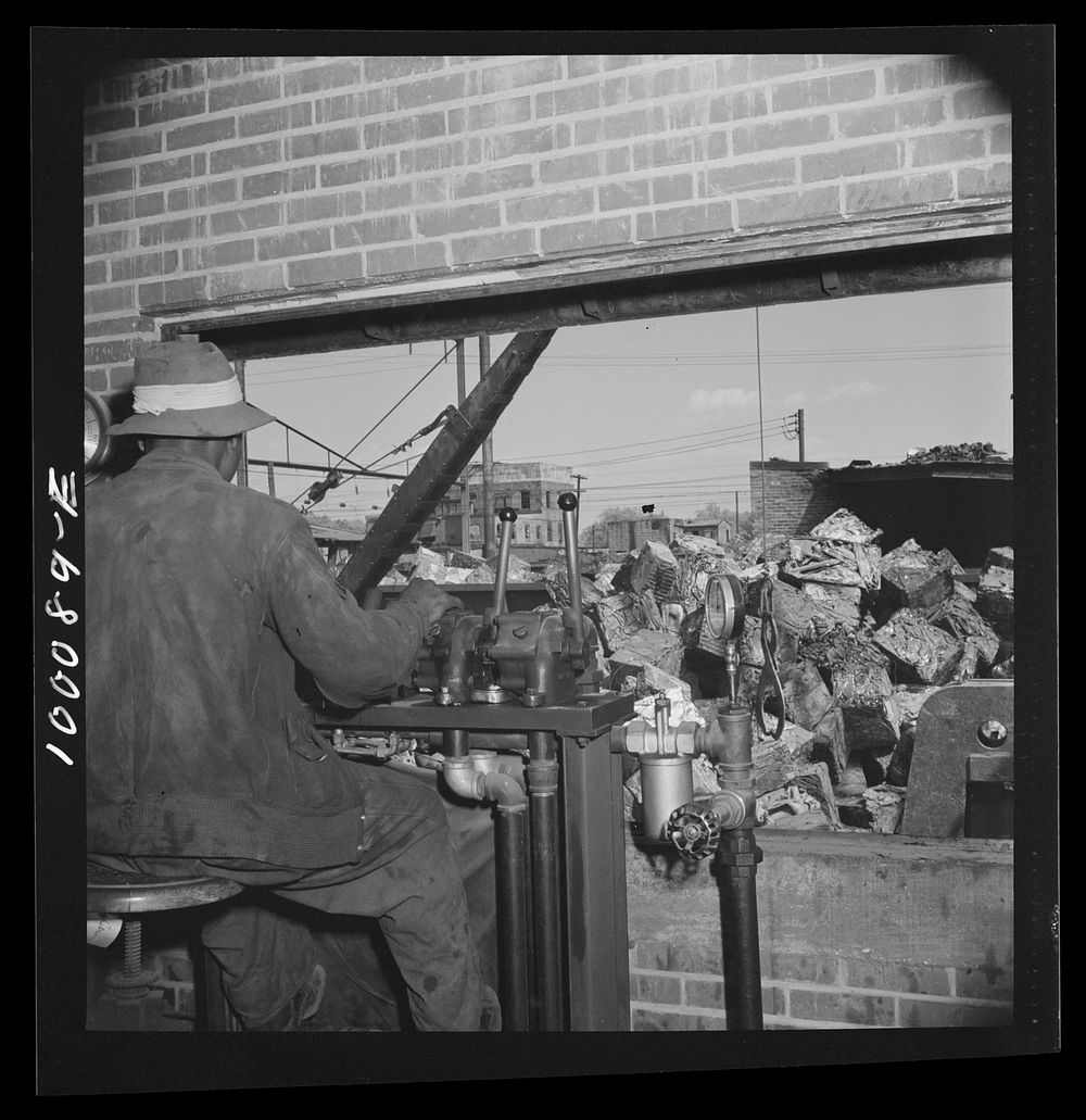 [Untitled photo, possibly related to: Washington, D.C. Scrap salvage campaign, Victory Program. Motor which runs hydraulic…