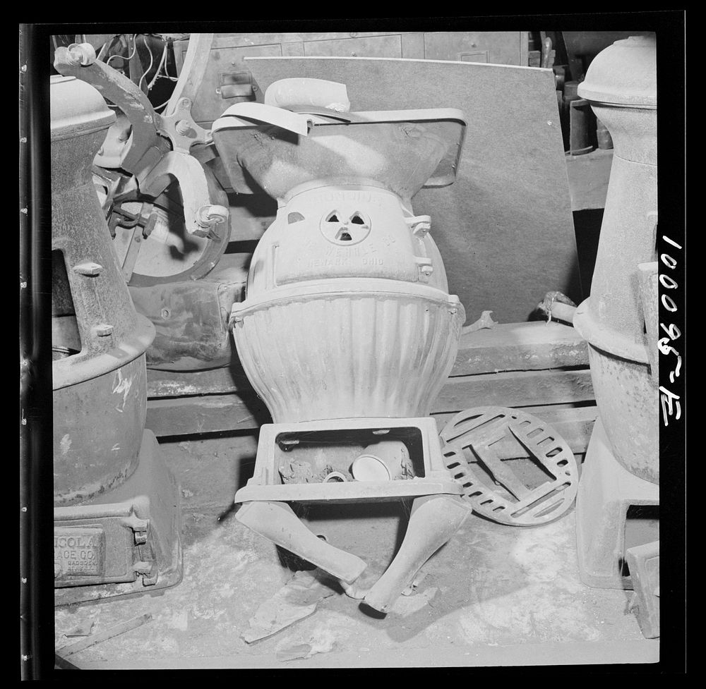 Washington, D.C. Scrap salvage campaign, Victory Program. "Old Ironsides" is written on this stove found in warehouse of…