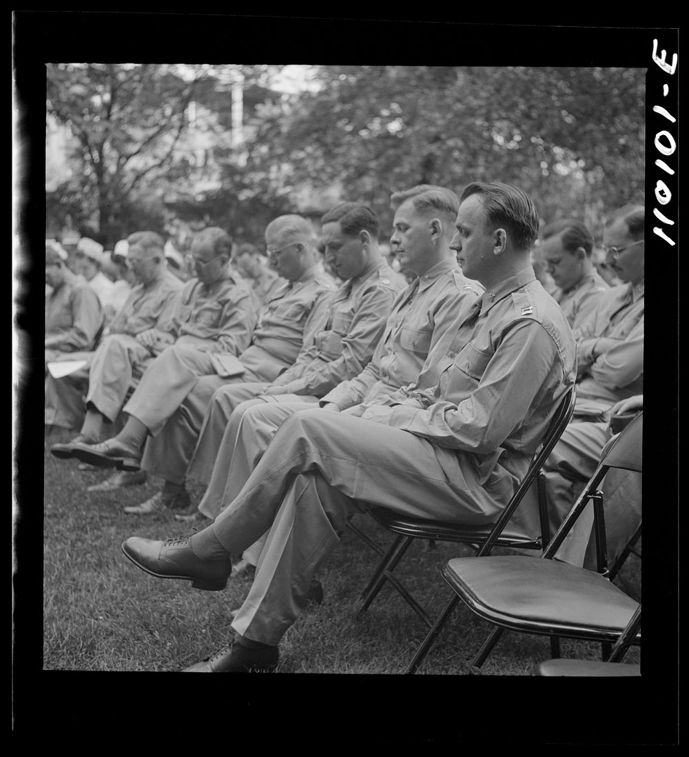 [Untitled photo, possibly related to: Detroit, Michigan. Flag presentation ceremonies at Harper Hospital. Doctors]. Sourced…