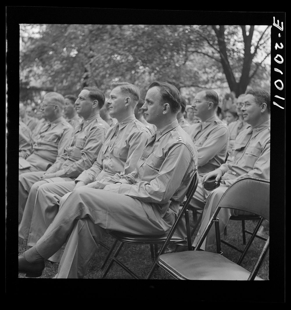Detroit, Michigan. Flag presentation ceremonies at Harper Hospital. Doctors. Sourced from the Library of Congress.