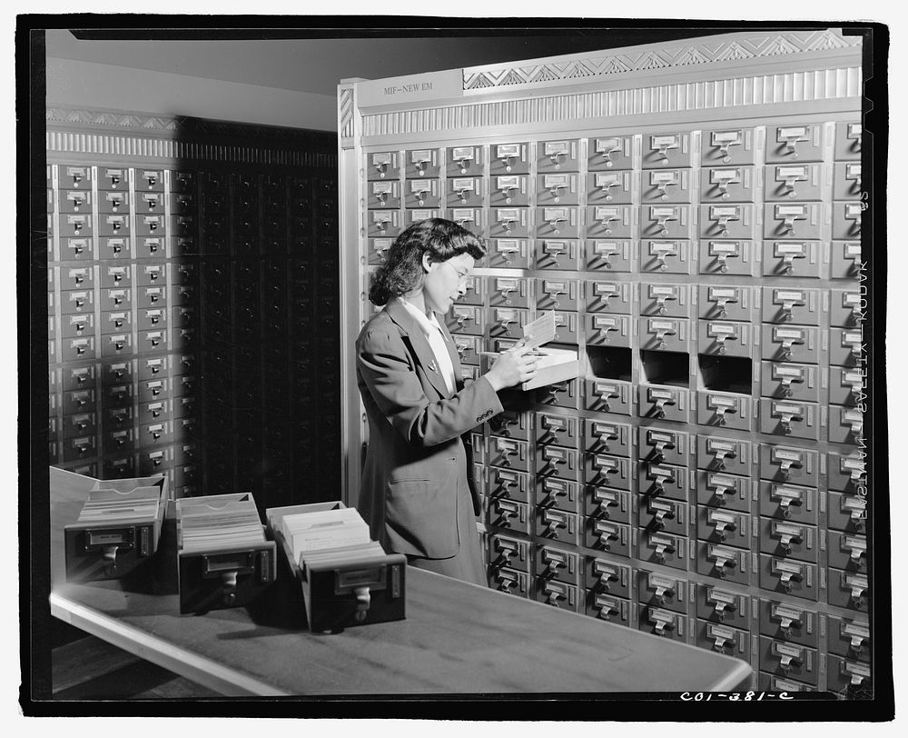 Washington, D.C. Jewal Mazique [i.e. Jewel] cataloging in the Library of Congress. Sourced from the Library of Congress.