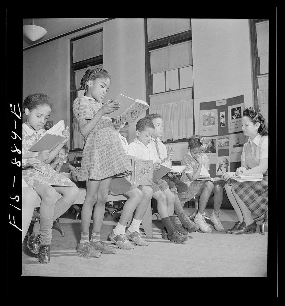Washington, D.C. Reading lesson in a  elementary school. Sourced from the Library of Congress.