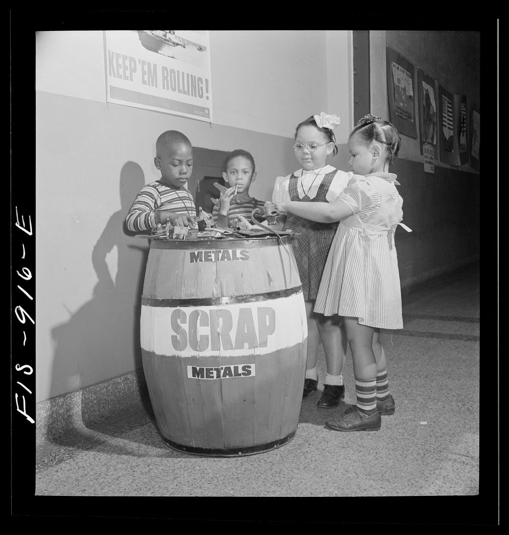 [Untitled photo, possibly related to: Washington, D.C. Metal scrap collection at a  grammar school]. Sourced from the…