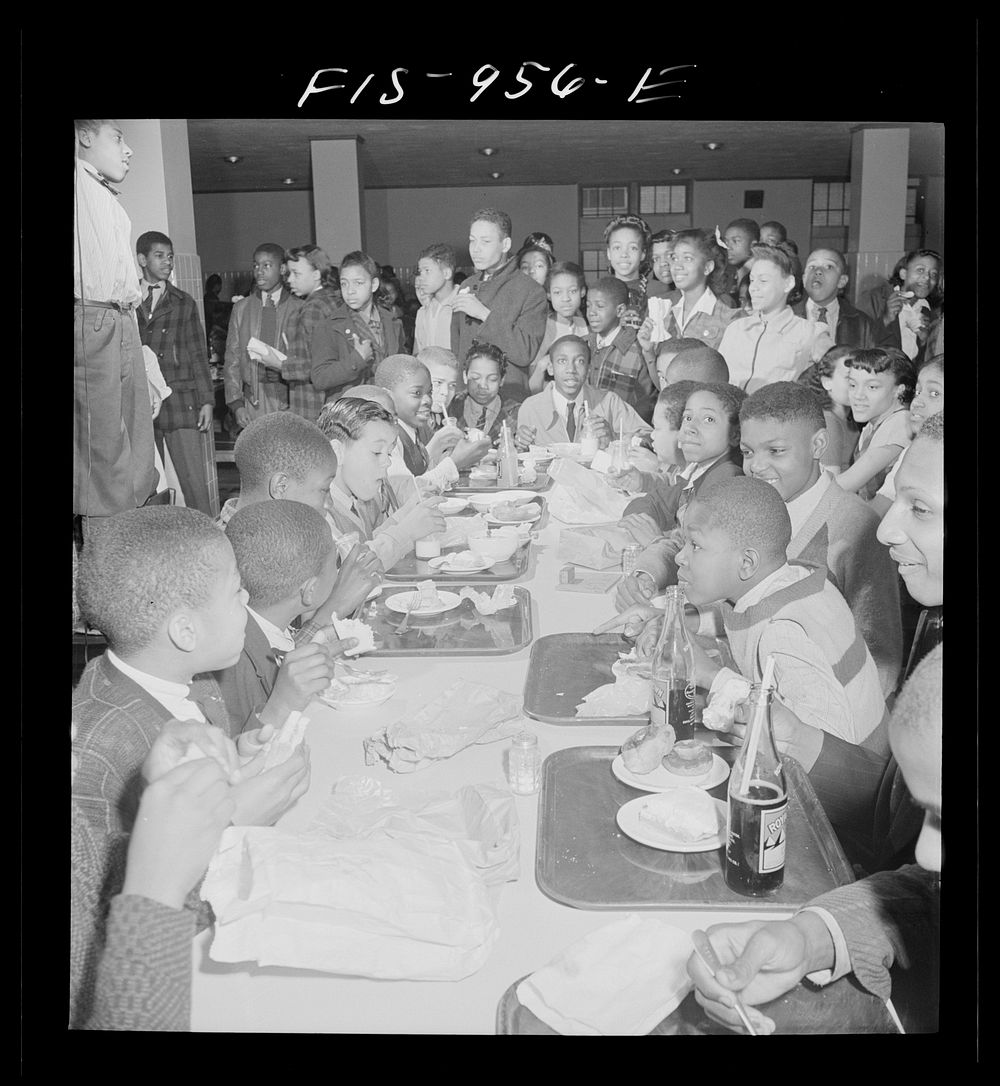 Washington, D.C. Lunch in the cafeteria of the Armstrong Technical High School. Students may bring food from home. Sourced…