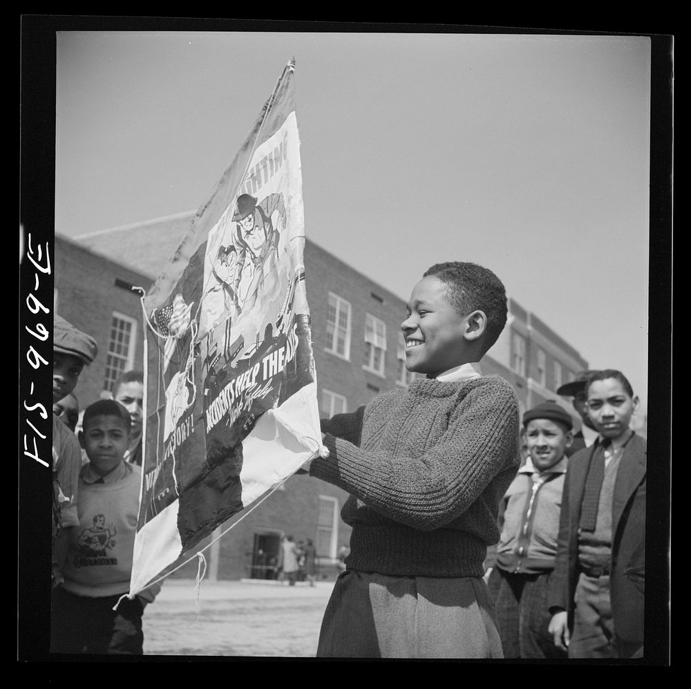 Washington, D.C. Pupil of Banneker Junior High School with a kite which he has made. Sourced from the Library of Congress.