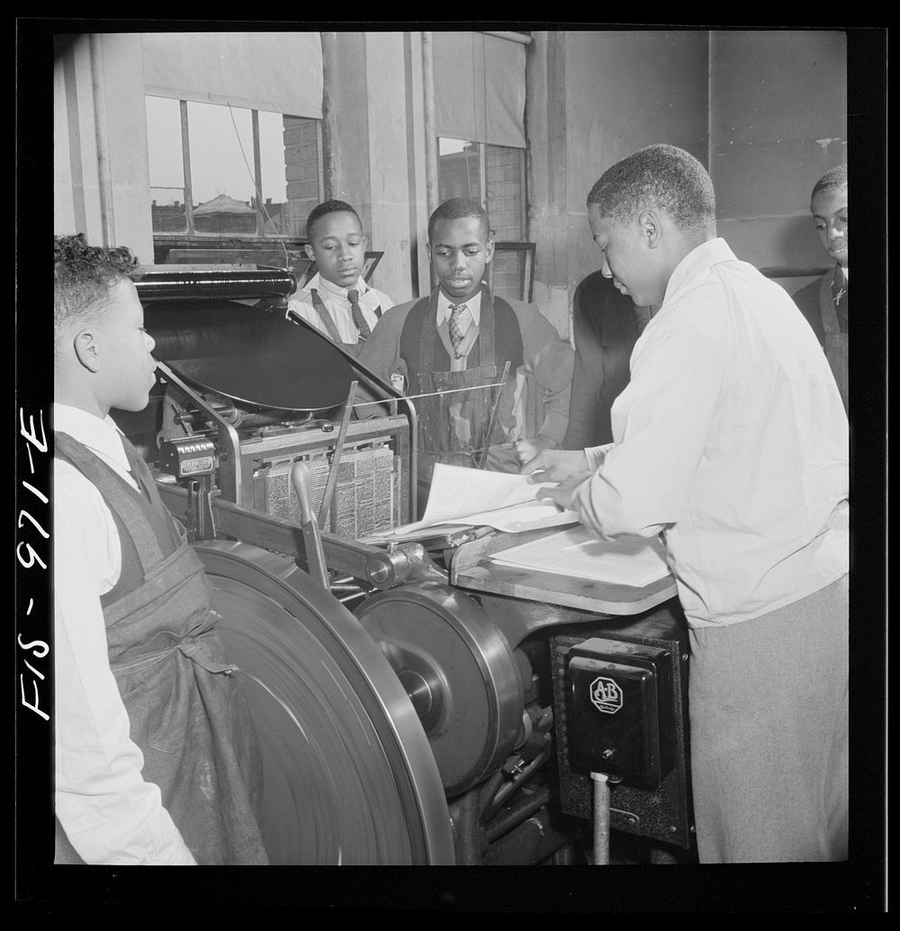 Washington, D.C. Printing the school paper at the Armstrong Technical High School. Sourced from the Library of Congress.