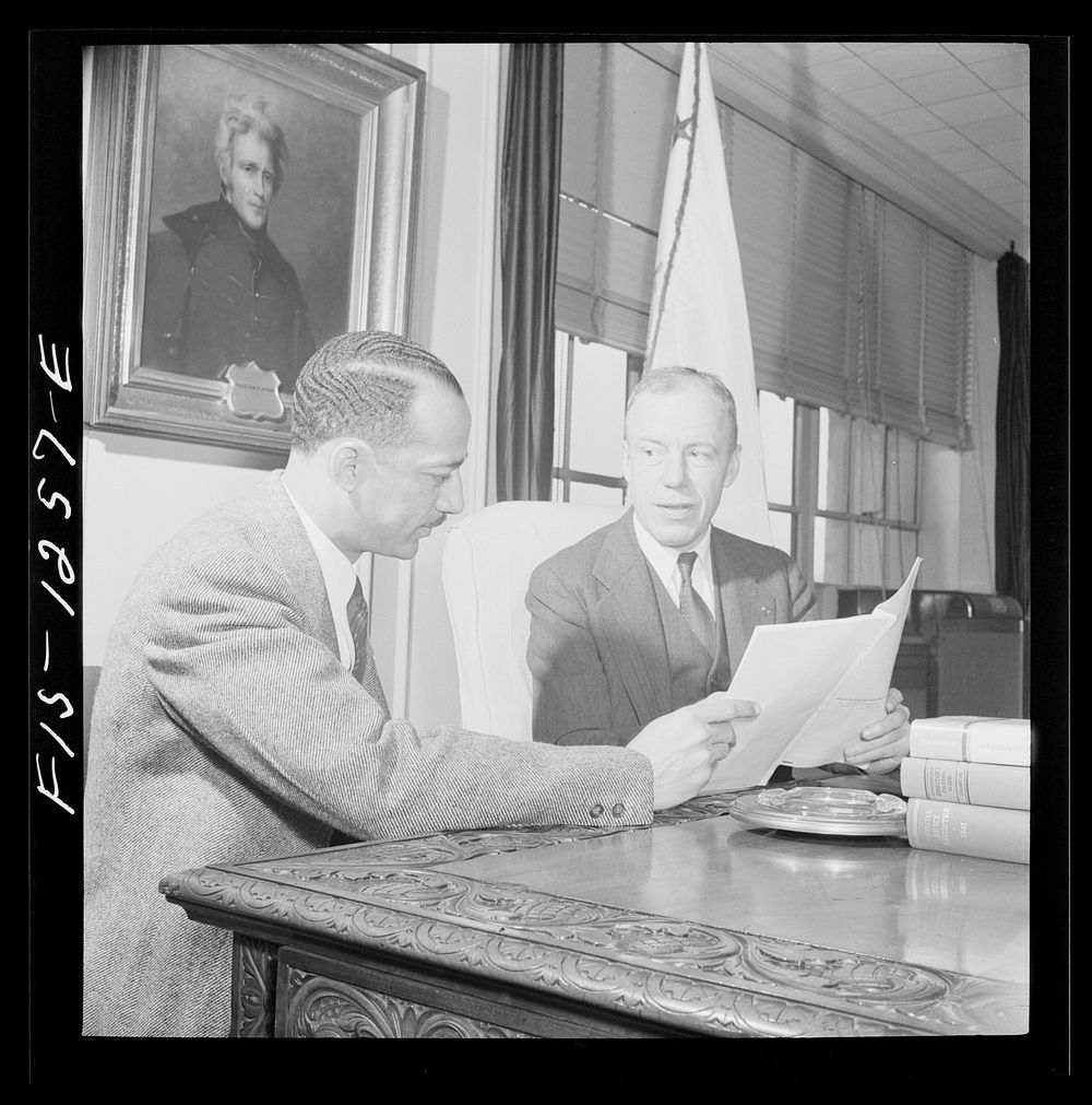 [Untitled photo, possibly related to: Washington, D.C. William H. Hastie, civilian aide to the Secretary of War, in…