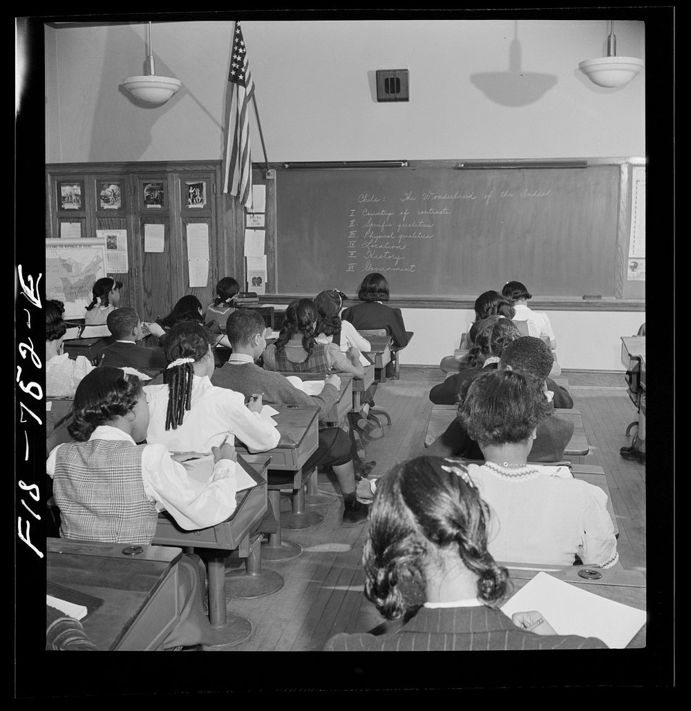 Washington, D.C. Class listening to a radio broadcast about South America, sponsored by a local station. Sourced from the…