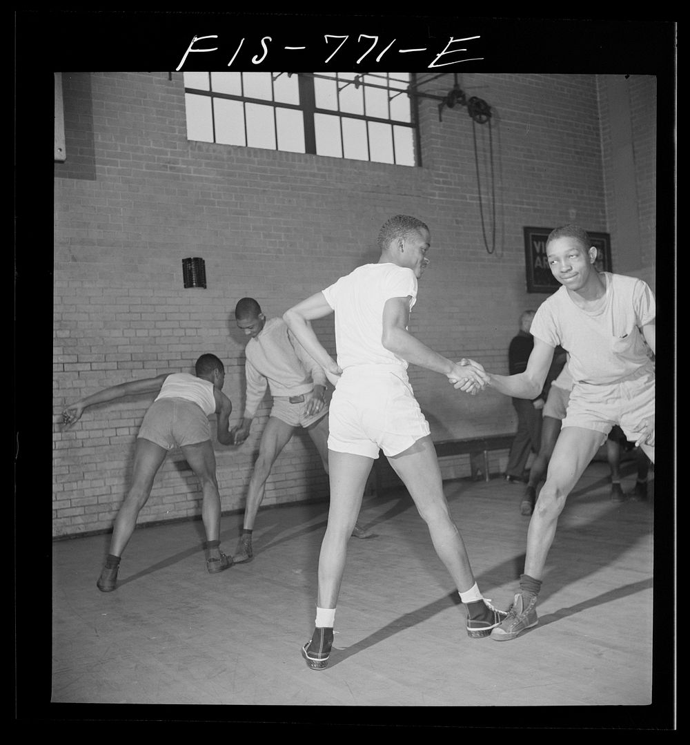 [Untitled photo, possibly related to: Washington, D.C. Gymnasium class at the Armstrong Technical High School]. Sourced from…