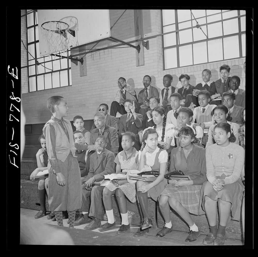 Washington, D.C. Student council meeting at the Banneker Junior High School. Sourced from the Library of Congress.