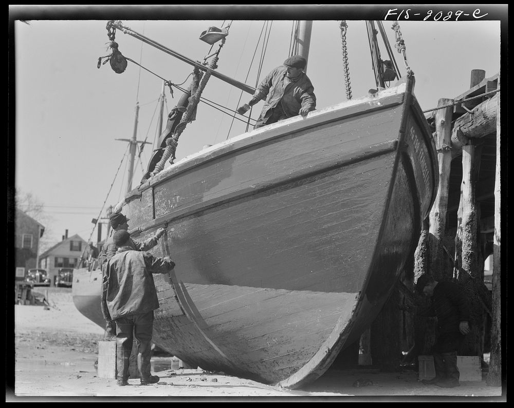 [Untitled photo, possibly related to: Provincetown, Massachusetts. The crew of the Frances and Marion, a Portuguese trawler…