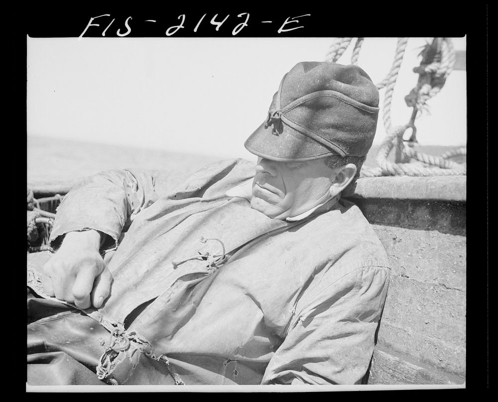 Provincetown, Massachusetts. Aboard the Francis and Marion, a Portuguese drag trawler, fishing off Cape Cod. Sleeping…