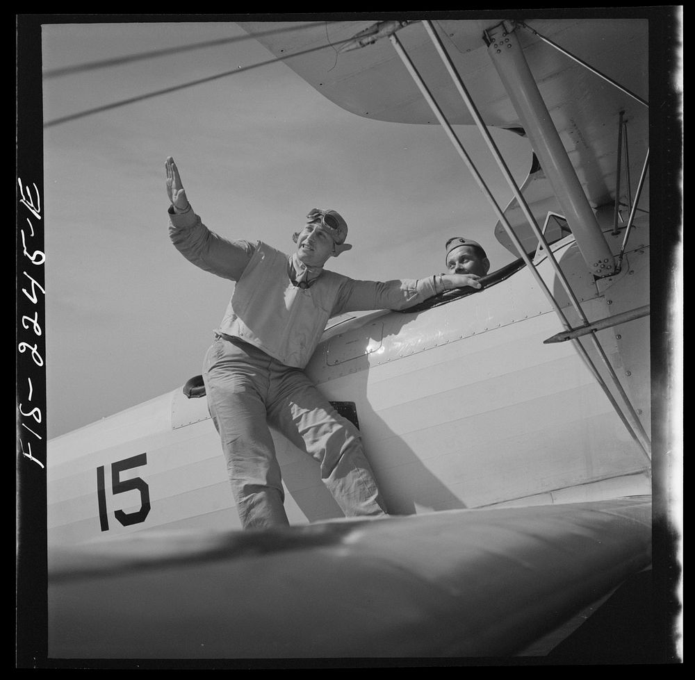 Parris Island, South Carolina. U.S. Marine Corps glider detachment training camp. Trainees ready for flight. Sourced from…