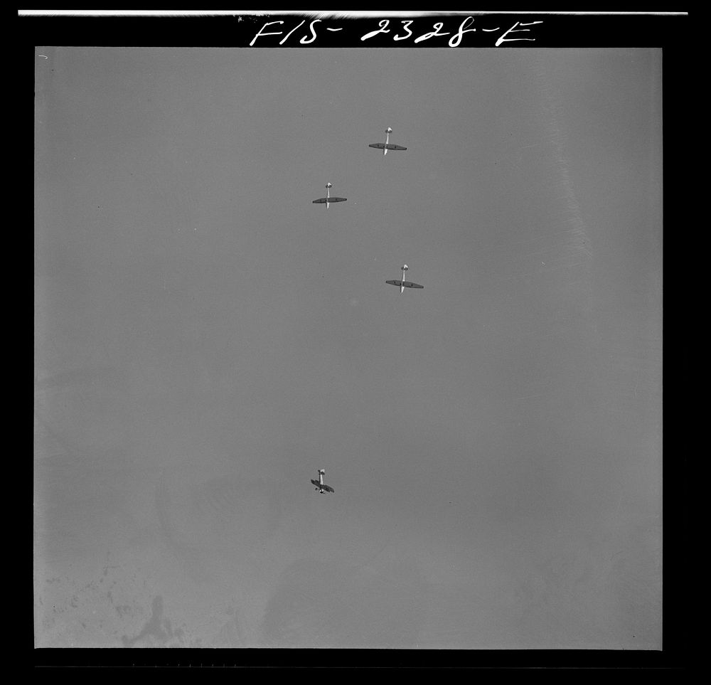Parris Island, South Carolina. U.S. Marine Corps glider detachment training camp. Marine glider planes in flight. Sourced…
