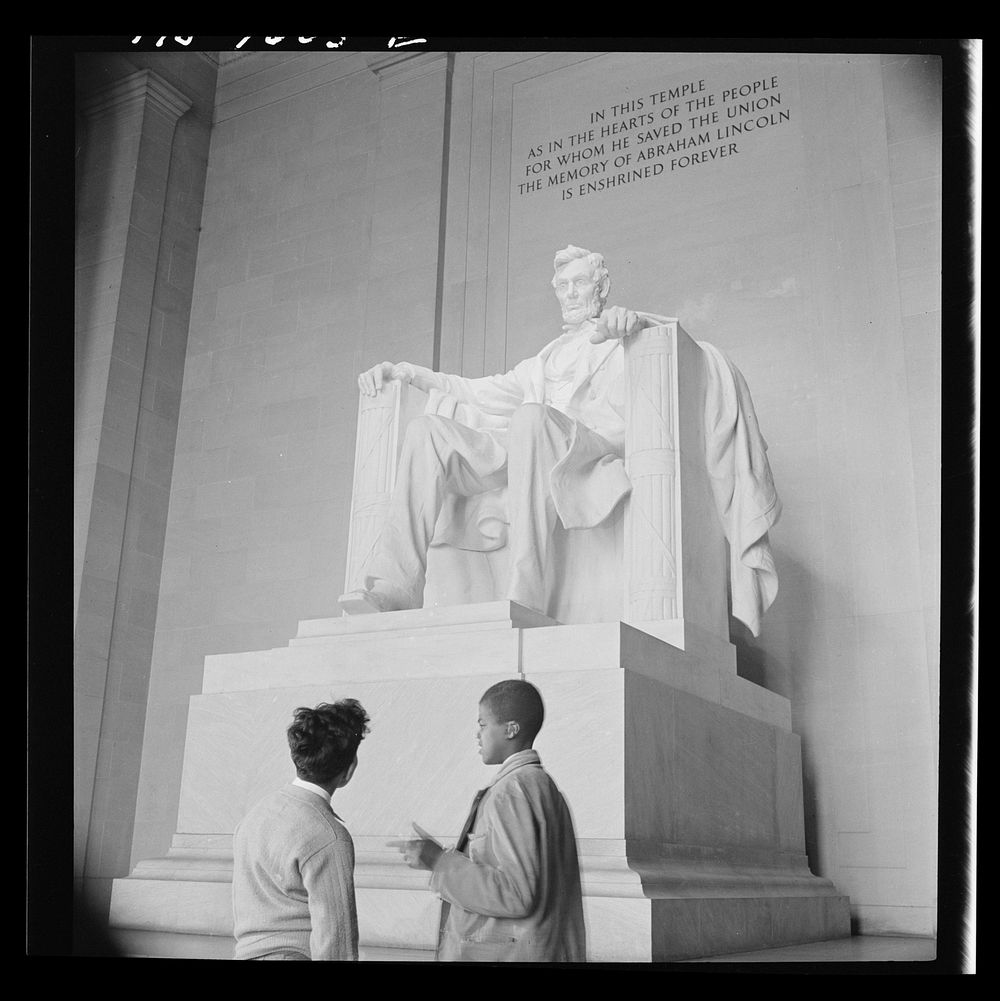 Washington, D.C.  boys admiring the Lincoln Memorial. Sourced from the Library of Congress.