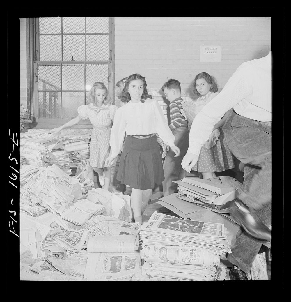 [Untitled photo, possibly related to: Washington, D.C. Scrap salvage campaign, Victory Program. Schoolchildren bring their…