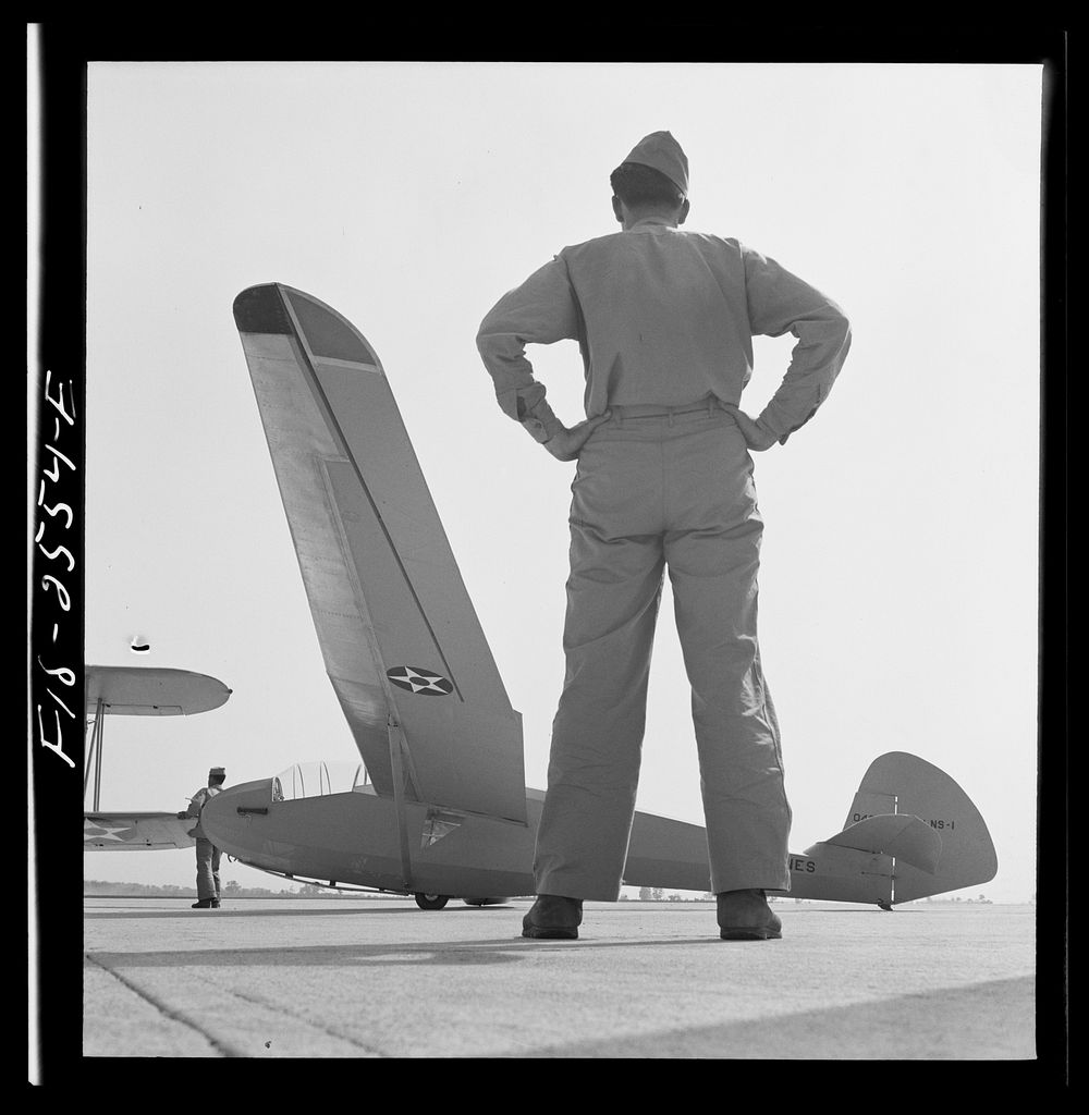 Parris Island, South Carolina. Student ready for flight in glider plane. Sourced from the Library of Congress.