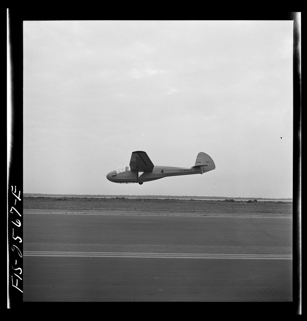 A scene at the U.S. Marine Corps glider detachment training camp at Parris Island, South Carolina.. Sourced from the Library…