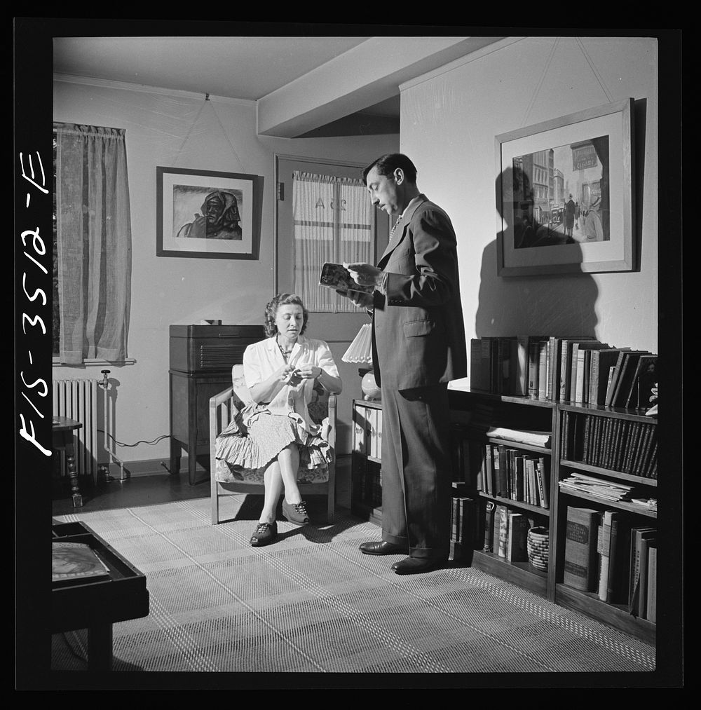 [Untitled photo, possibly related to: Greenbelt, Maryland. Federal housing project. Mr. and Mrs. Leslie Atkins in their…