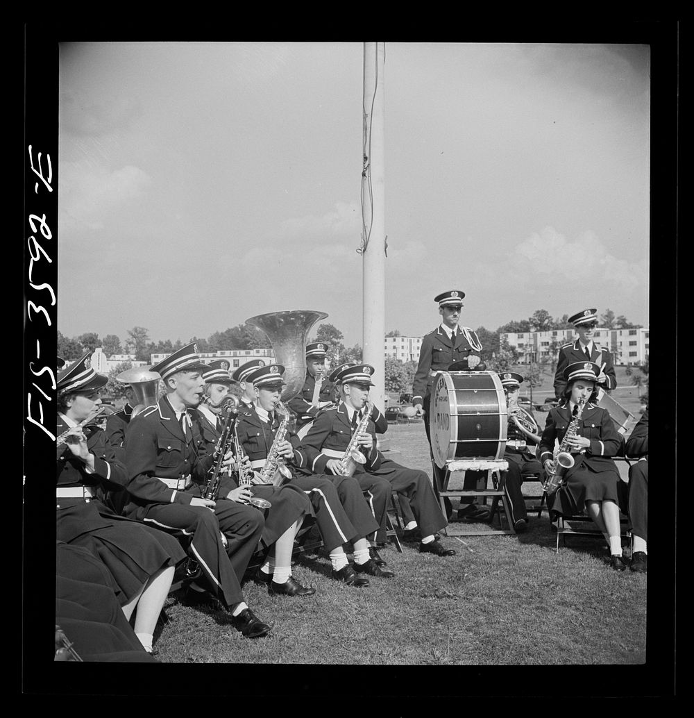 [Untitled photo, possibly related to: Greenbelt, Maryland. The Greenbelt High School band]. Sourced from the Library of…