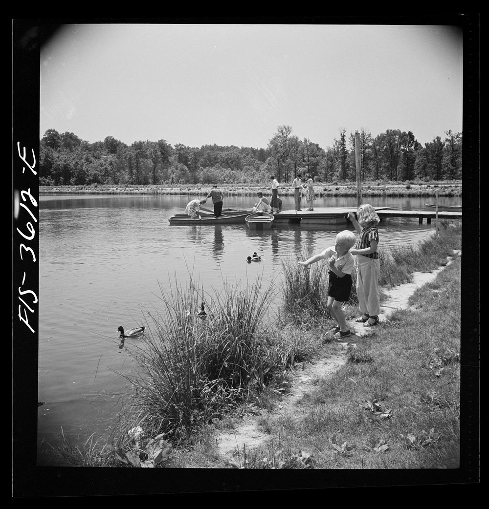 Greenbelt, Maryland. Feeding the ducks and boating on the artificial lake. No fishing or swimming is allowed. Sourced from…