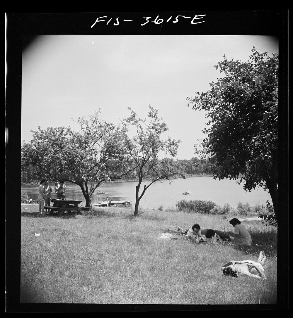 Greenbelt, Maryland. Picnicking beside the artificial lake. Sourced from the Library of Congress.