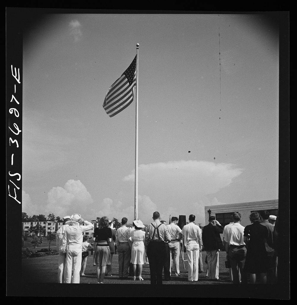 [Untitled photo, possibly related to: Greenbelt, Maryland. Tribute to the flag on Memorial Day]. Sourced from the Library of…