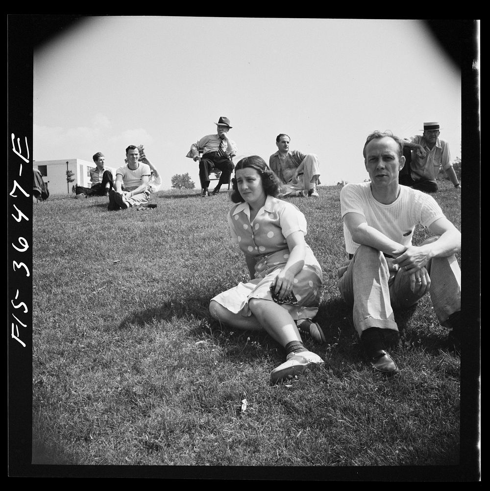 Greenbelt, Maryland. Spectators at a Sunday baseball game. Sourced from the Library of Congress.