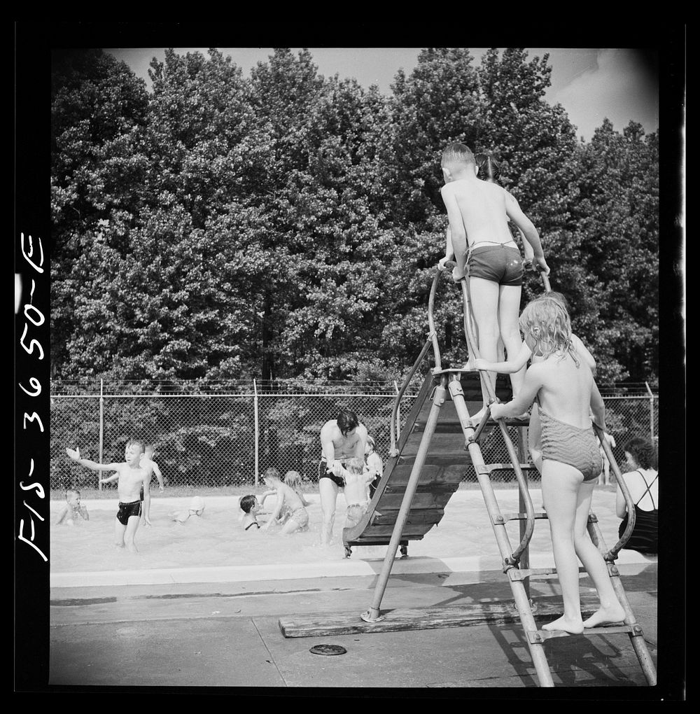 [Untitled photo, possibly related to: Greenbelt, Maryland. Swimming pool]. Sourced from the Library of Congress.