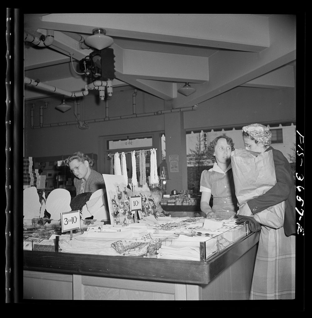 [Untitled photo, possibly related to: Greenbelt, Maryland. Interior of the Greenbelt variety store, a cooperative where…