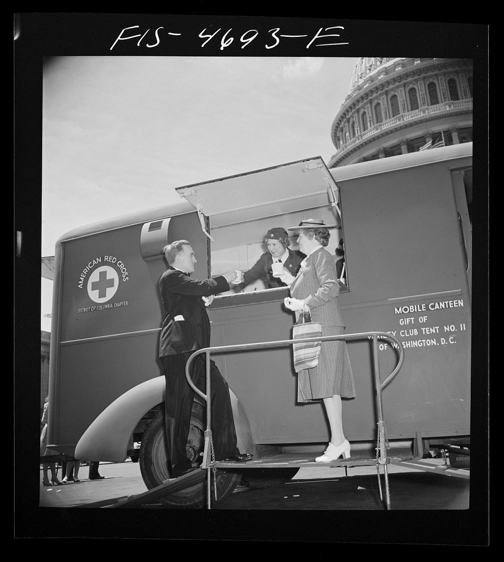 Washington, D.C. Coffee and doughnuts being served to members of the U.S. House of Representatives in front of the capitol…