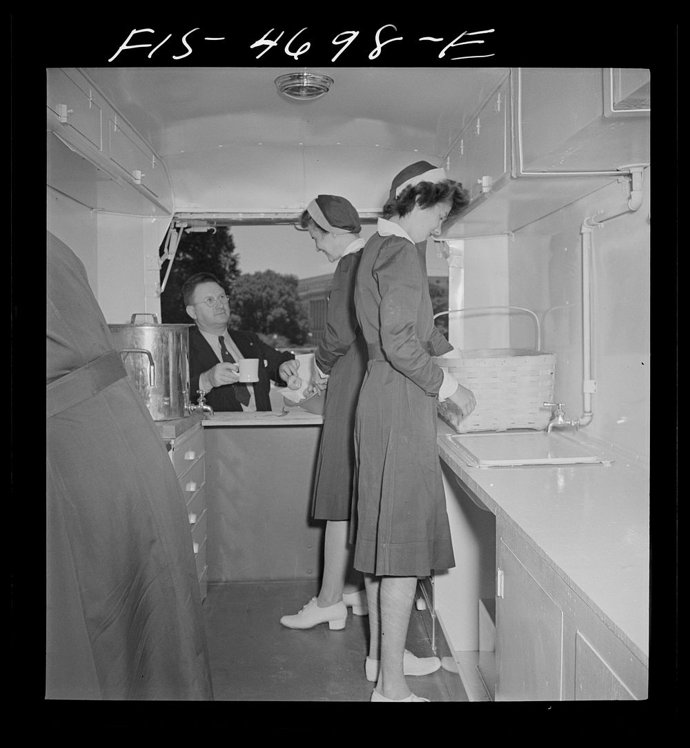 Washington, D.C. Interior of a new Red Cross mobile canteen. Sourced from the Library of Congress.