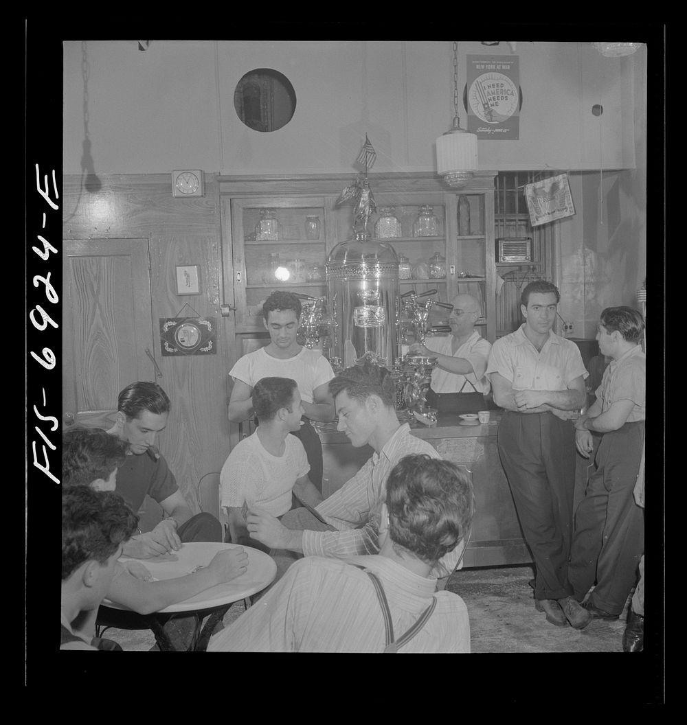 New York, New York. Italian-American cafe espresso shop on MacDougal Street where coffee and soft drinks are sold. The…