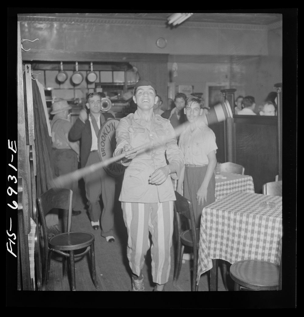 [Untitled photo, possibly related to: New York, New York. Brooklyn band of Italian-Americans, after playing at Mott Street…