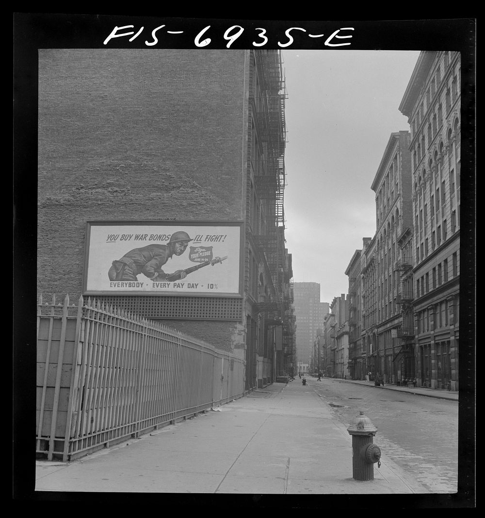 New York, New York. Looking south from East Houston Street on Sunday. Sourced from the Library of Congress.