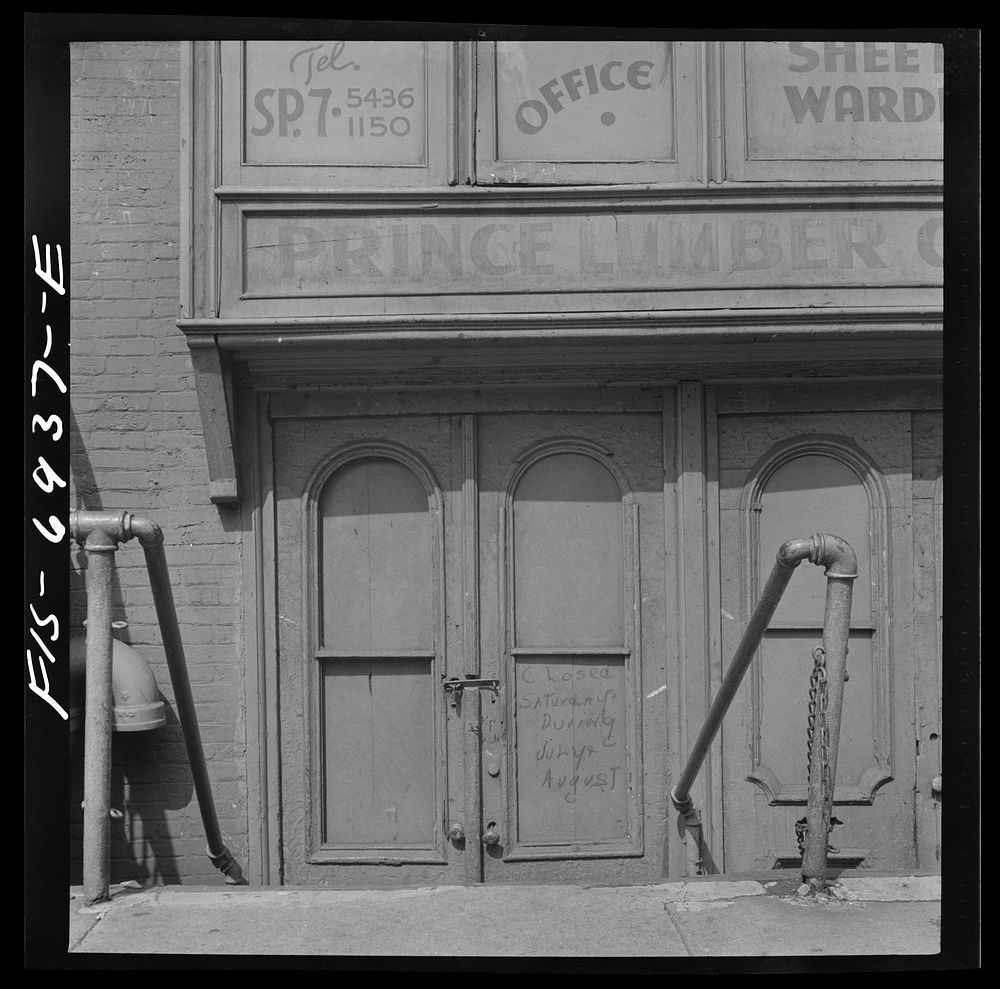 New York, New York. Lumber shop on East Houston Street on Sunday. Sourced from the Library of Congress.