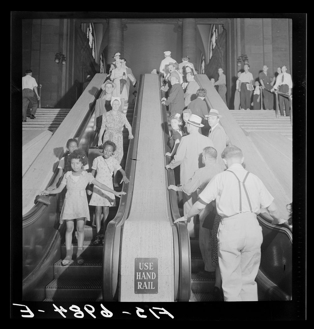 New York, New York. Escalators at the Pennsylvania railroad station. Sourced from the Library of Congress.