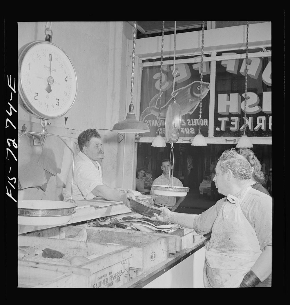 [Untitled photo, possibly related to: New York, New York. Fish store in the Jewish section]. Sourced from the Library of…