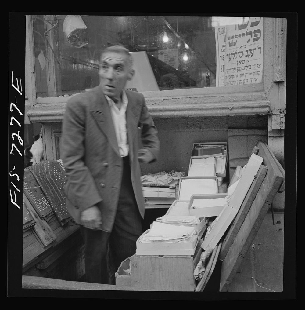 [Untitled photo, possibly related to: New York, New York. Sidewalk merchant in the Jewish section]. Sourced from the Library…