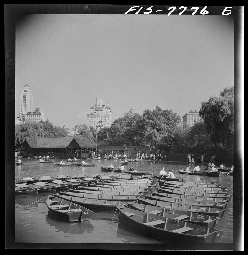New York, New York. Looking east across Central Park lake on Sunday. Sourced from the Library of Congress.