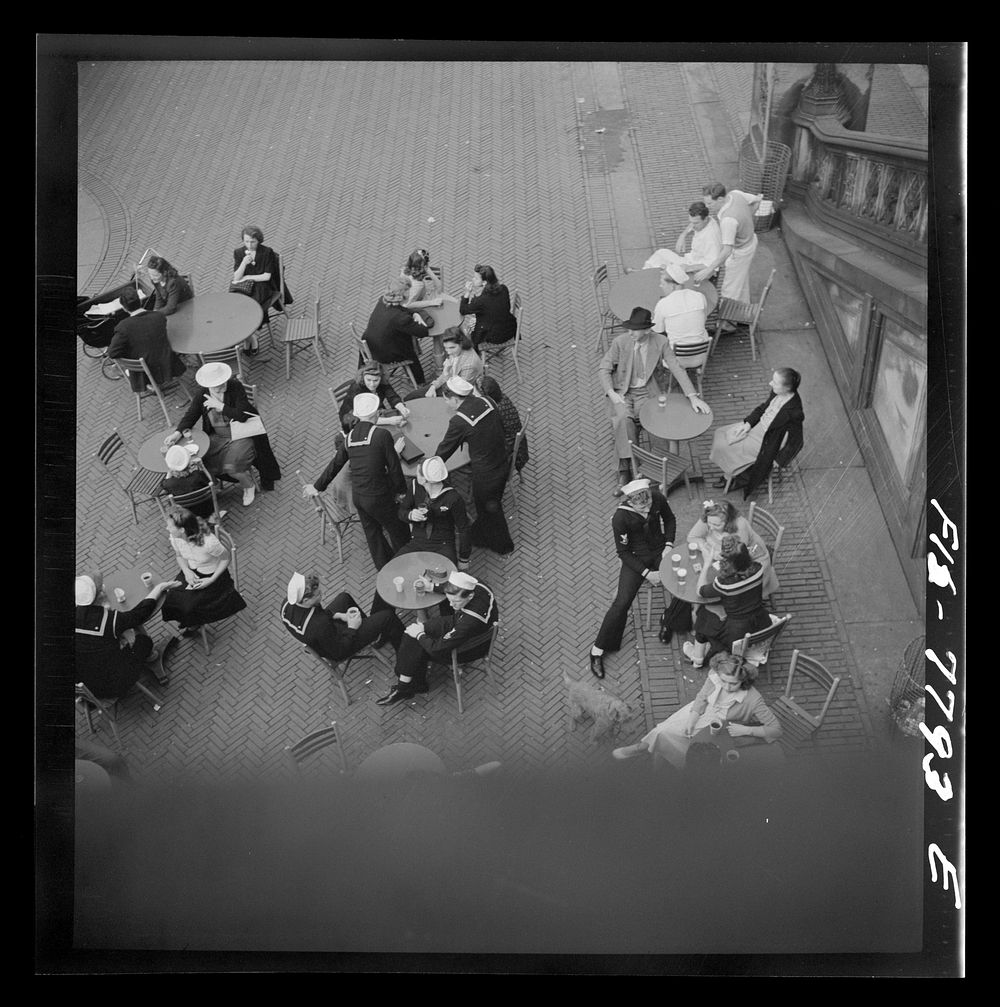 [Untitled photo, possibly related to: New York, New York. The mall restaurant in Central Park on Sunday]. Sourced from the…