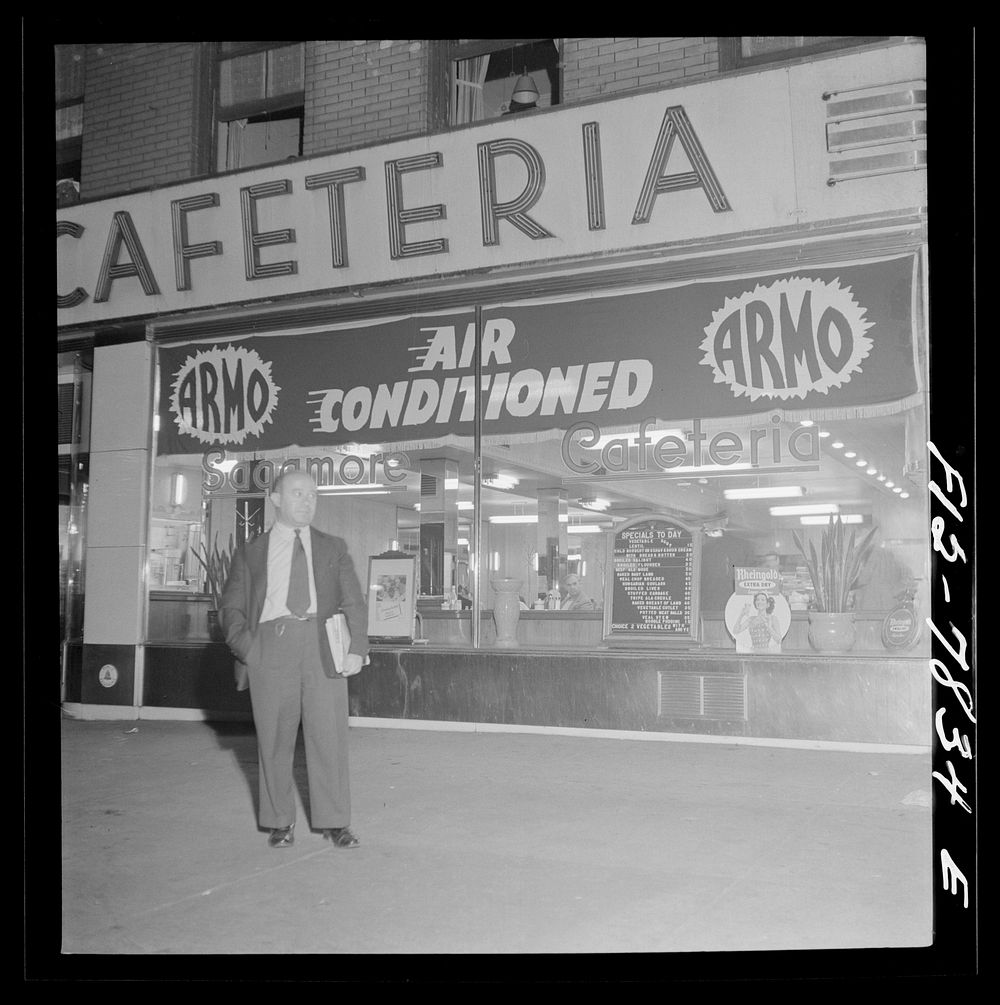 New York, New York. Cafeteria on the Bowery, near Cooper Union, about 10 p.m.. Sourced from the Library of Congress.
