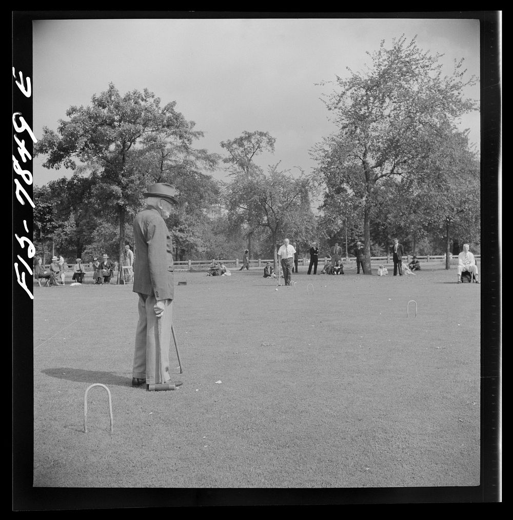 [Untitled photo, possibly related to: New York, New York. Croquet game on Sunday in Central Park]. Sourced from the Library…